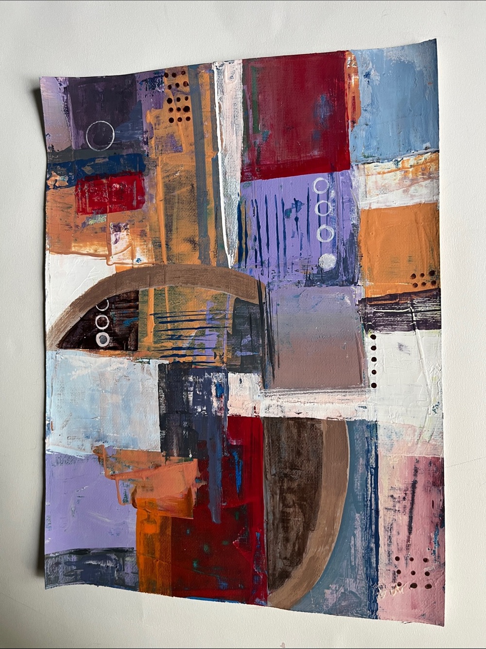 Abstract Geometric Wall Art - Multicolor Modern Painting 9x12